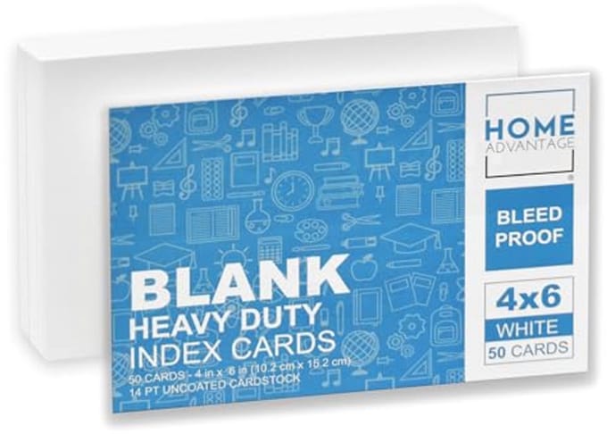 Blanco Indexkaarten 4 x 6 - 50 Stuks - Ideaal voor Notities, Flashcards en Creatief Gebruik
