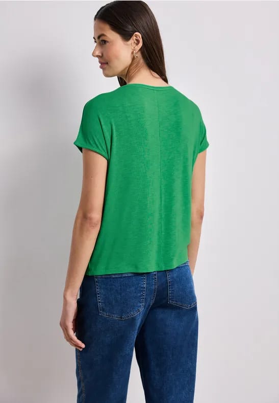 Shirt met korte mouwen en boothals