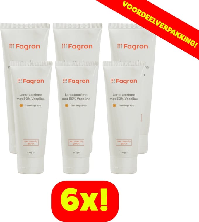 Fagron Lanettecrème 50% Vaseline - 6x100 ml voordeelverpakking