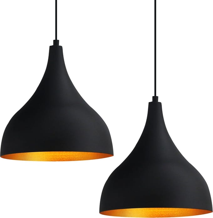 Bamyum Adash Hanglamp , 2 Vlammen Zwart Metalen Hanglamp