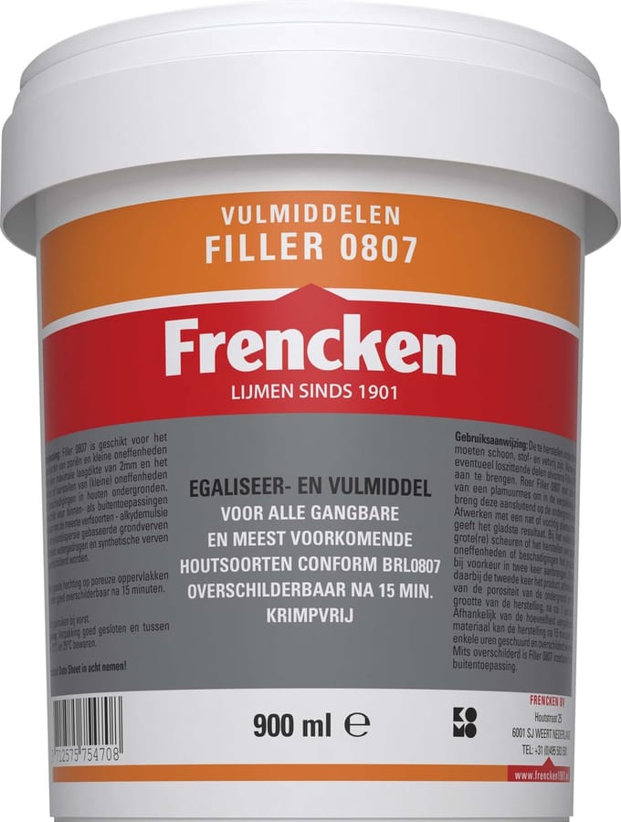 Frencken houtvulmiddel - filler 0807 - krimpvrij - 900 ml