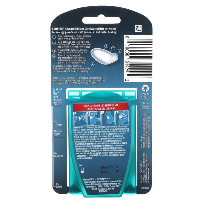 Geavanceerde Blaarverzorging, Medium, Actief Gelkussen 10 stuks blue