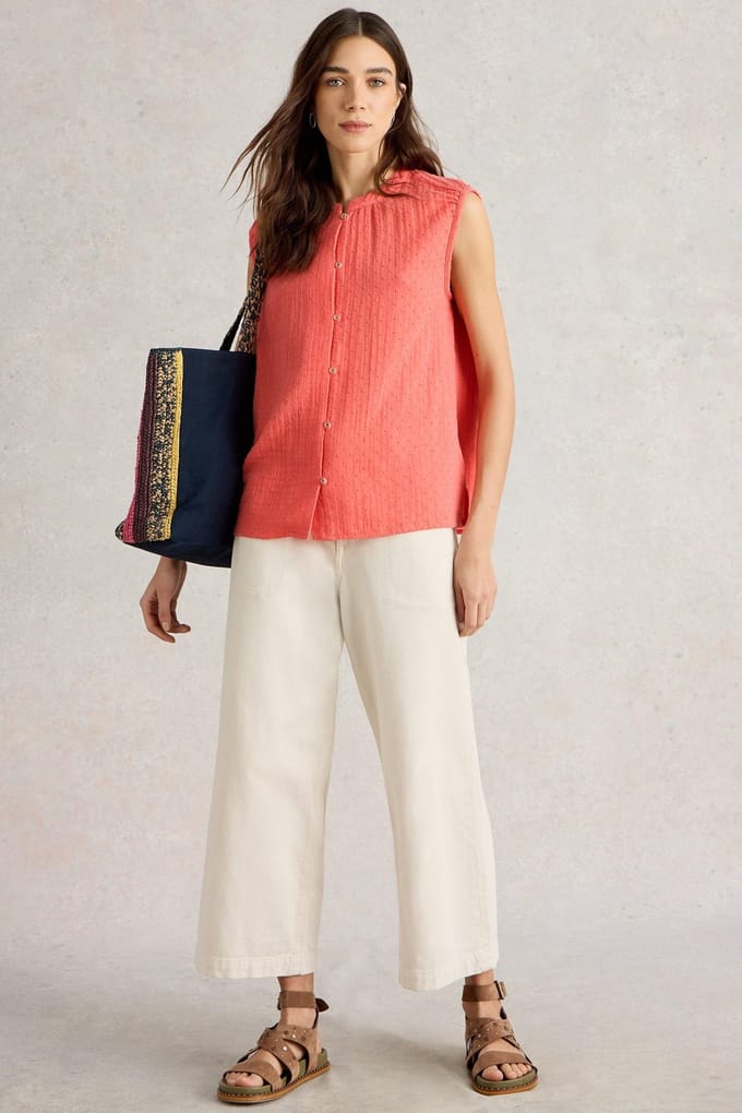 White Stuff Yasmin Double Cloth Vest Bright Pink Größe: 8 | Blusen Outlet | Damen | Rosa