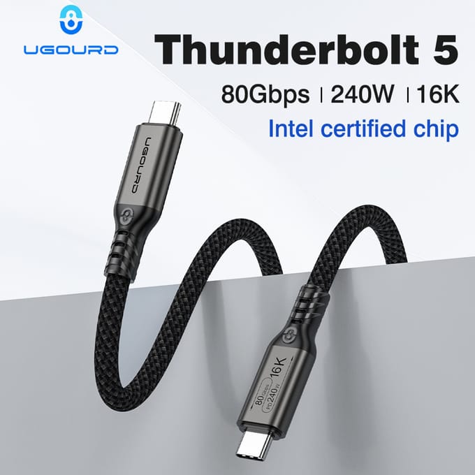 NONE Thunderbolt 5 gecertificeerde chipkabel 80Gbps USB-C Thunderbolt volwaardige kabel 120Gbps enkelvoudige Type-C kabel 240W voor EGPU SSD Hub
