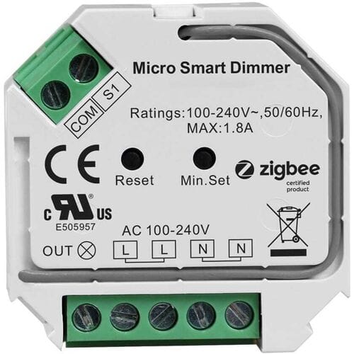 HOFTRONIC - Zigbee mini LED-dimmer/ontvanger - Draadloos - Fase afsnijding - max. 400 Watt - IP20 - No Neutral