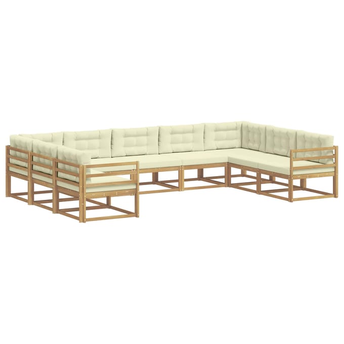 vidaXL - Buiten - bank - set - 9 - st - Wit - en - crèmekleurig