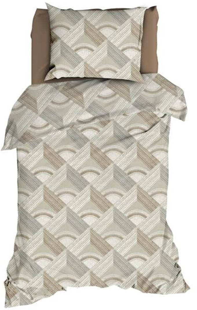 Romanette Pantheon Dekbedovertrek - Eenpersoons - 140x200/220 cm - Beige/Grijs