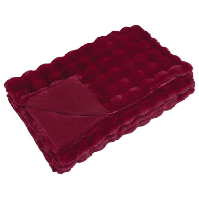 vidaXL - Antislip - deken - van - imitatie - konijnenbont - Olite - Bordeaux - Rood
