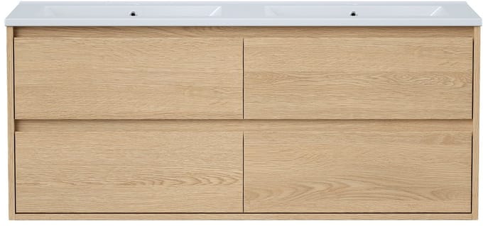 Vente-unique Zwevend wastafelmeubel met inbouwwastafel - Eikenfineer - 120 cm - MILIPAM