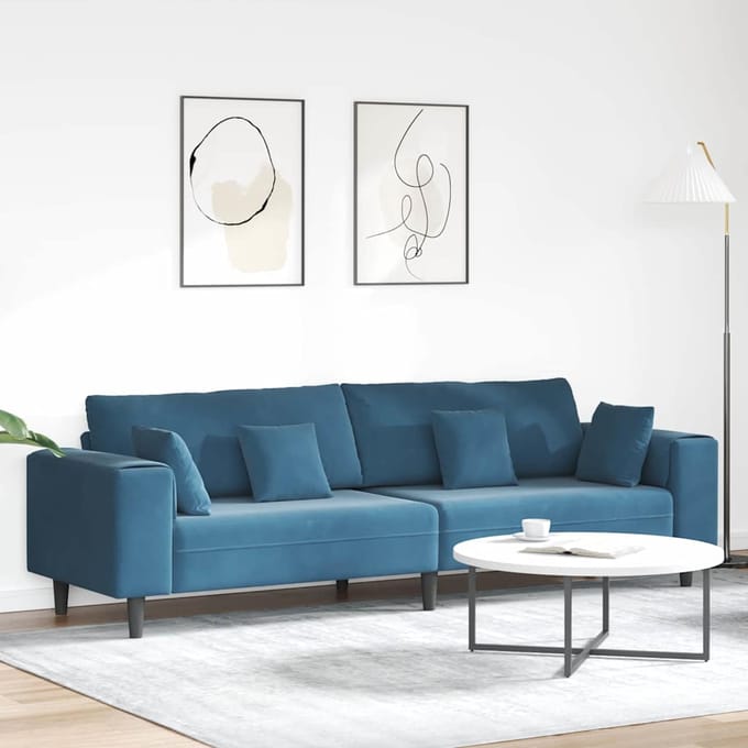 vidaXL - Bank - Blauw - 250 - x - 77 - x - 76 - cm - Fluweel
