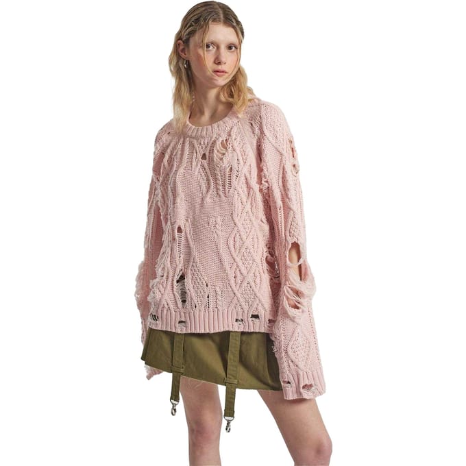 The Ragged Priest Dames/Dames Disciple Kabelgebreide Maxi Dress (Roze)