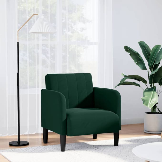 vidaXL - Fauteuil - met - armleuningen - 54 - cm - fluweel - donkergroen