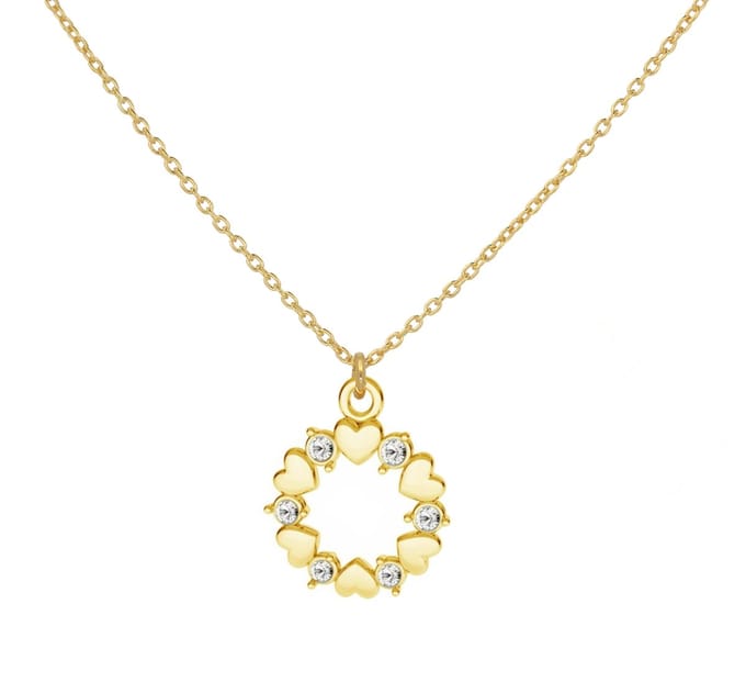 ARLIZI 1973 Ketting hartjes kristal hanger - verguld - 44 cm