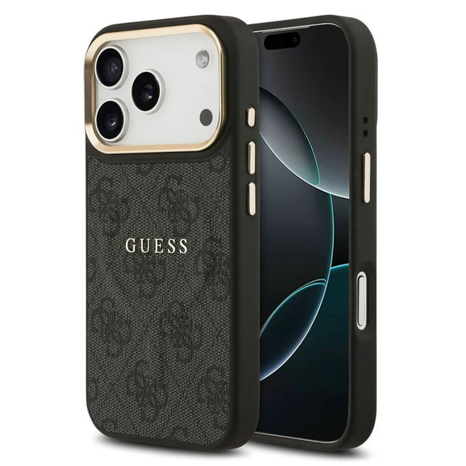 Guess Classic 4G Logo Backcover met MagSafe voor de Apple iPhone 17 Pro - Zwart