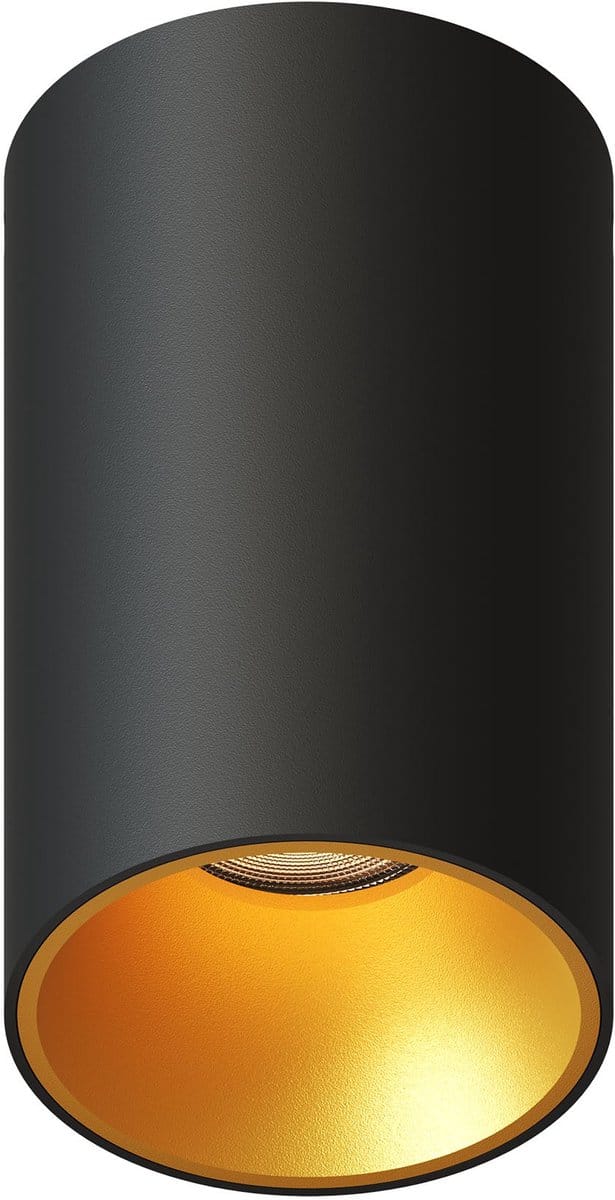 Ledvion – LED Opbouwspot Rond ø80mm – Zwart / Goud – Dimbaar – GU10 – 2700K – 3W – IP20