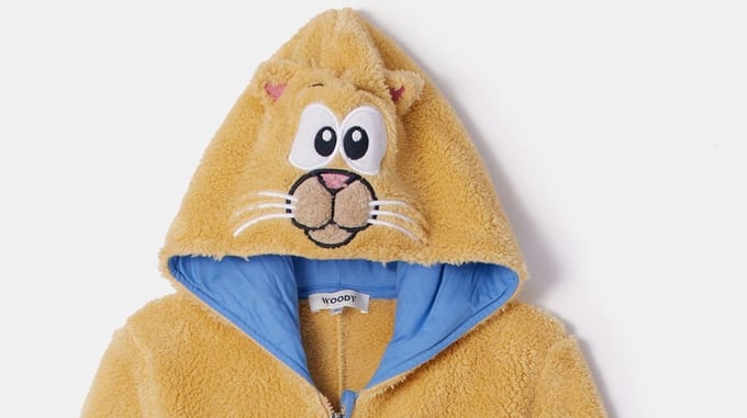 Woody onesie unisex kat - geel - 252-10-ONJ-M/010 - maat 140