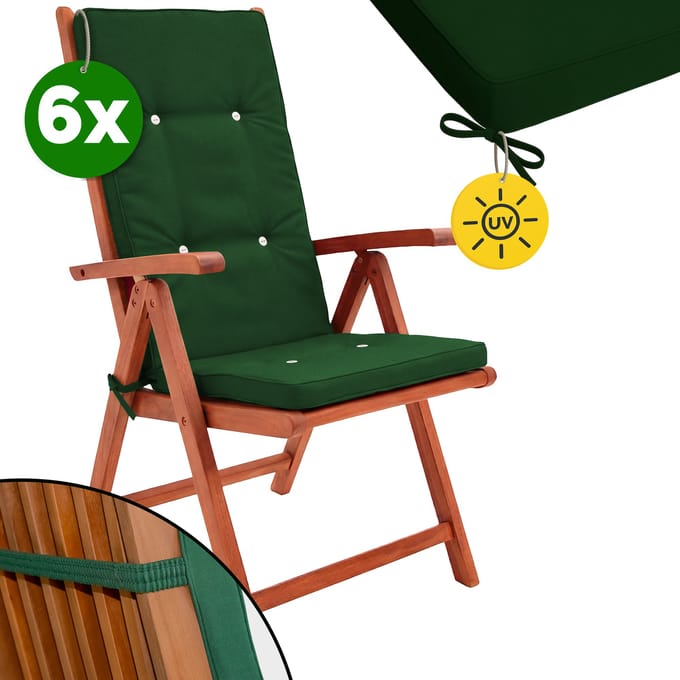Detex Stoelkussens - Set van 6 Linnen Look 120 x 45 x 5cm - Groen
