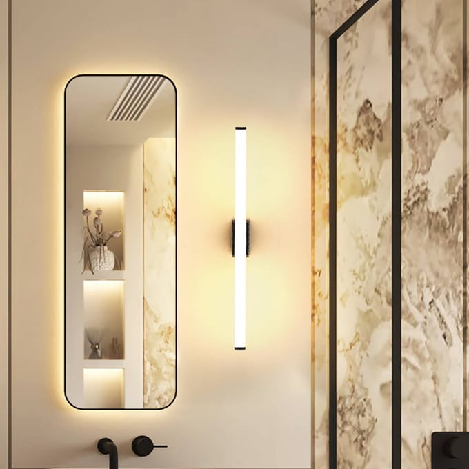 Molto Luce LED wandlamp VINA S, zwart, breedte 40 cm, IP44, CCT