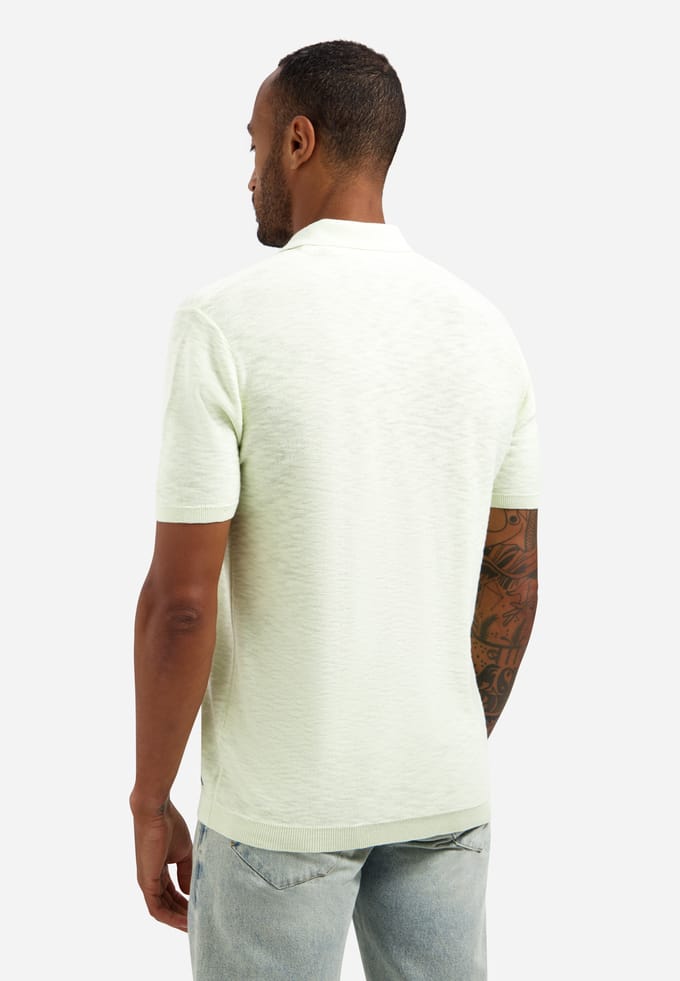 Polo Shirt Korte Mouw No Excess Knitted Slub Poloshirt Lichtgroen
