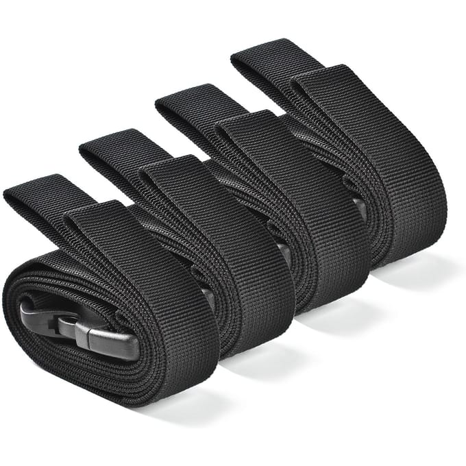 4 paquets 53X1 pouces sangle utilitaire réglable Outddor Camping bagages sangles d'emballage avec 4 noir