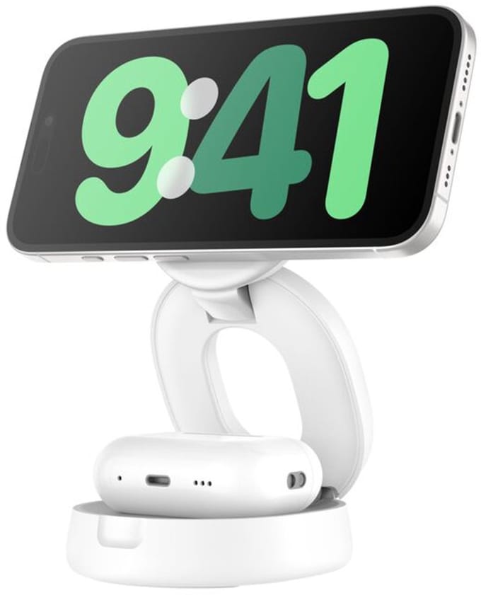 Belkin BoostCharge wireless charging stand - 2-in-1 Qi2 magnetic foldable - + AC power adapter - 15 Watt