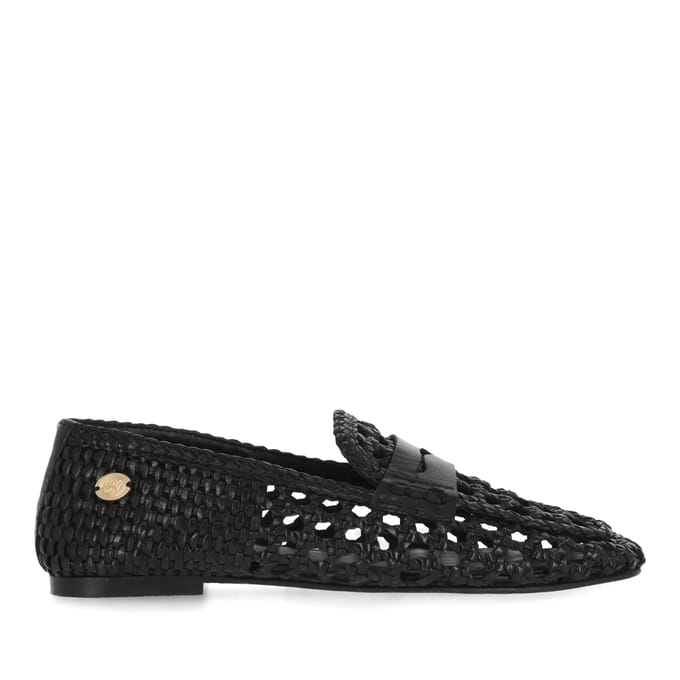 Fred De La Bretoniere - Glara Woven Mocassin Leer Zwart - Maat 40