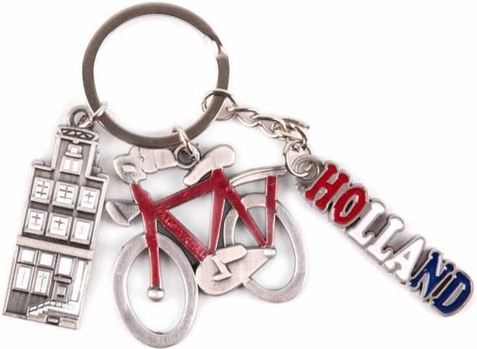 Sleutelhanger Bedels Molen/rode Fiets Holland - Souvenir