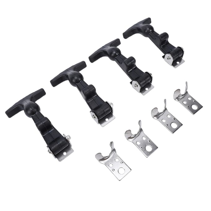 4 Stuks Elastisch Roestvrij Staal Rubber Motorkap Vanger Flexibel T-Handvat Sluiting Rubber Flexibele Treksluitingen met Beugels voor black