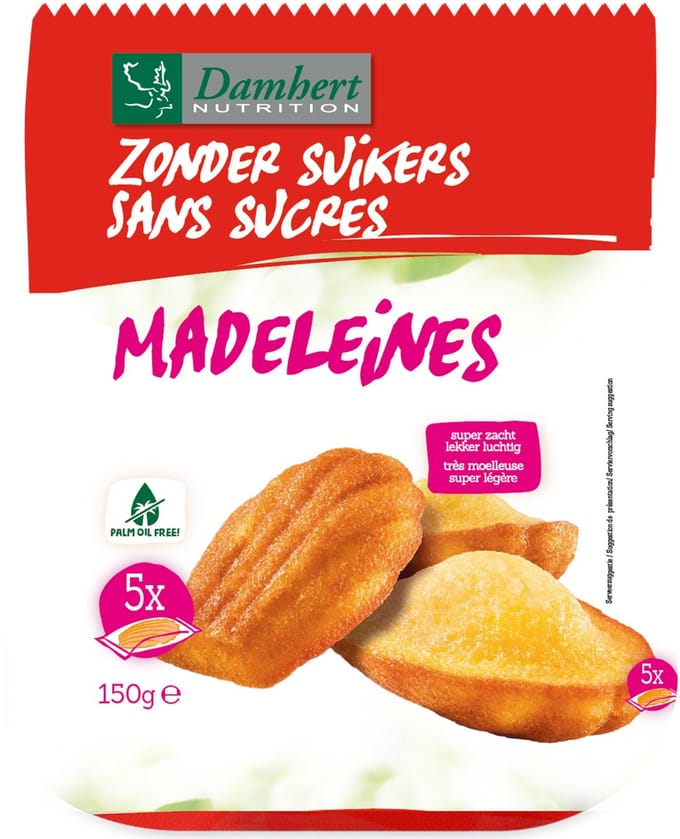 Damhert Glutenvrije Madeleines Suikervrij 150GR