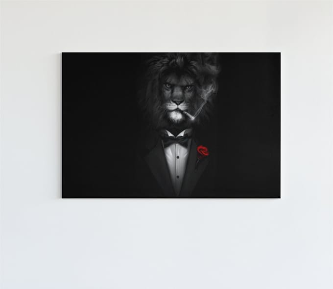 Canvas Schilderij - Meneer de Leeuw - 60x40x2 cm