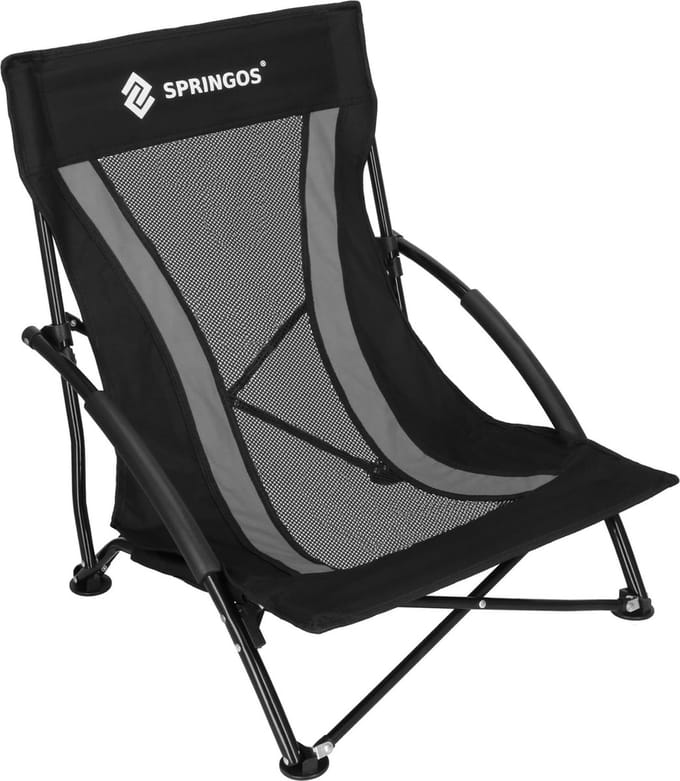 Springos Campingstoel | Visstoel | Opvouwbaar | Waterdicht | Zwart