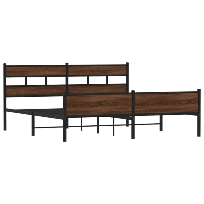 vidaXL - Bedframe - zonder - matras - metaal - bruin - eikenkleur - 193x203 - cm