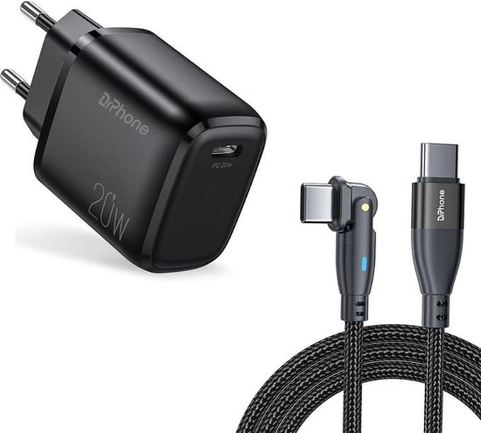 DrPhone QuickConnect - Snelle USB-C Kabel - 2 Meter - 20W Snellader voor Optimaal Laden - Geschikt voor o.a. iPhone