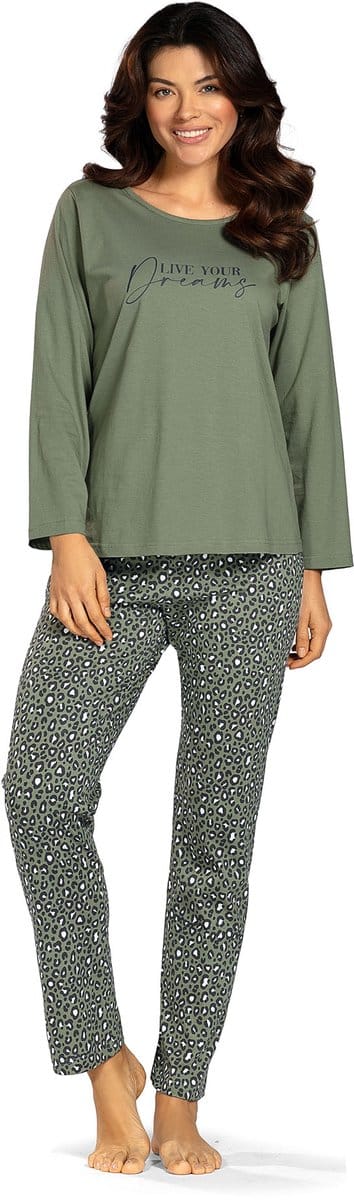Comtessa - Dames pyjama - Katoen - Groen - Panter - Maat 50