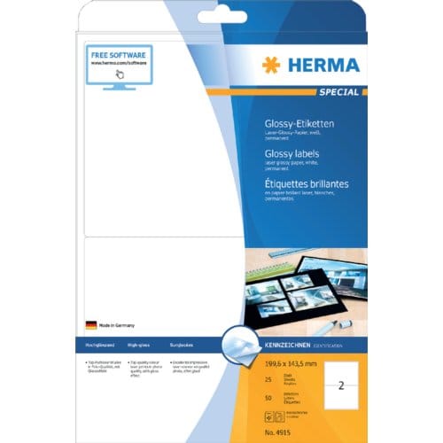 Etiket herma 4915 199.6x143.5mm glossy wit 50 Etiketten