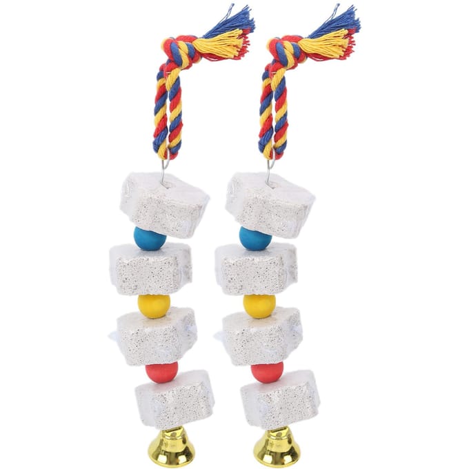 2 Pièces Jouets à Mâcher pour Oiseaux Pierre à Meuler le Bec pour Perroquets/Hamsters et Autres Rongeurs white
