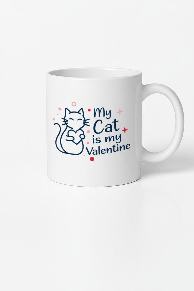Mijn Kat is mijn Valentijn Mok - Uniek Kattenliefhebber Cadeau Beker