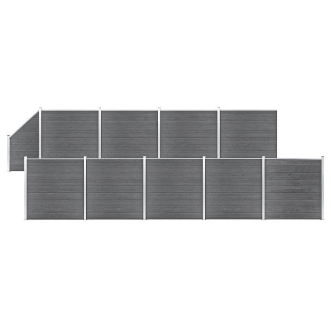 vidaXL Schuttingset 9 vierkant en 1 schuin 1657x186 cm HKC grijs
