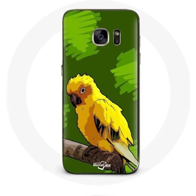 Case voor Samsung Galaxy S7 Edge Parkieten Geel Blauwe Achtergrond