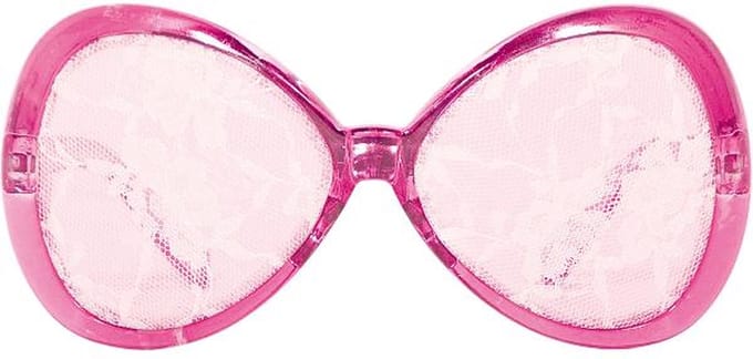 Folat - Feestbril - Roze met Wit Kant/ stk