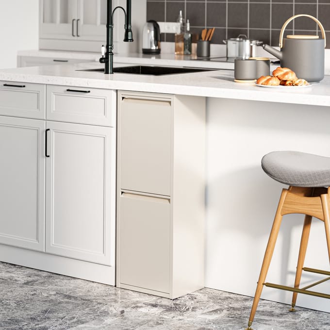 Afvalscheidingskast Sollentuna met 2 vakken gebroken wit 93x33x25 cm [en.casa]