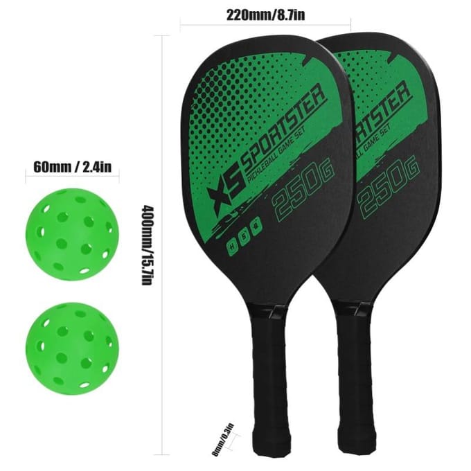 Racket Set Racket Set 2 Rackets en 4 Pickleballs Pickle-Bal Racket en Bal Sportaccessoires veelkleurig