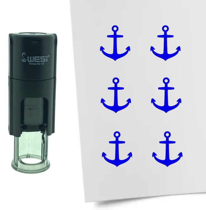 CombiCraft Stempel Anker 10mm rond - blauwe inkt
