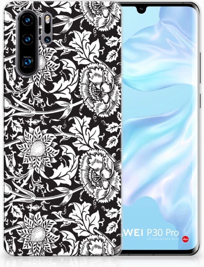 Huawei P30 Pro TPU Case Black Flowers