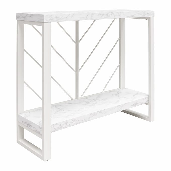 Brielle-Console Tafel met 1 Legplank in Marbel look Wit