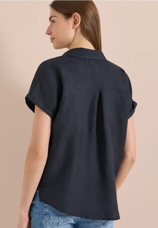 Blouse met hangende schouder in linnen