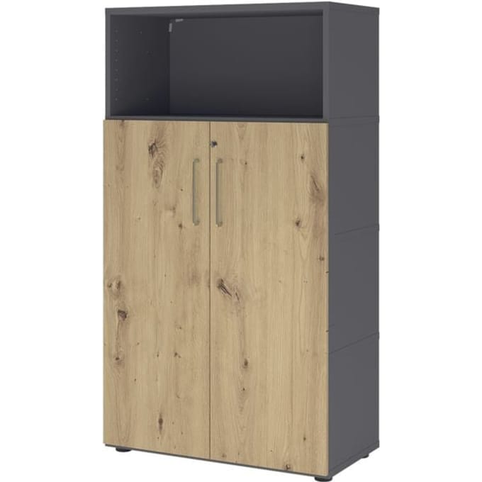 FlexWall | 4 OH | deuren + kast | met verstelbare poten - Grafiet/Essen-Eik