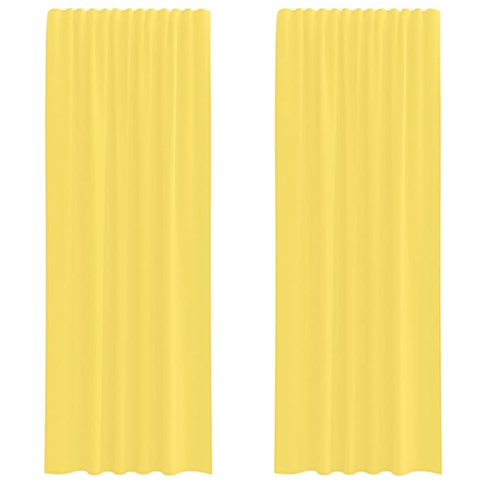 vidaXL - Gordijnen - voile - met - roedezakken - 2 - st - geel