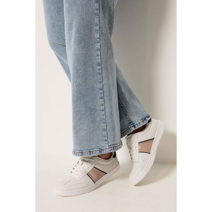 Yours Witte Sneakers Met Panelen In Extra Brede Eeepasvormsize 37EEE