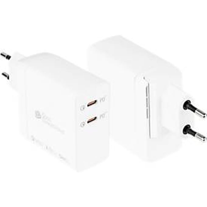 USB snellader Good Connections, met GaN-technologie, 2-poorts met 2 x USB-C, vermogen 140 W, incl. laadkabel, wit